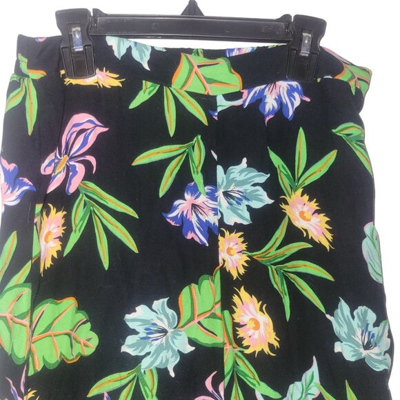 ST TROPEZ WEST Black Floral‎ Wide leg Floral Ruffle Pants Womens Size S Vacation - Picture 4 of 7